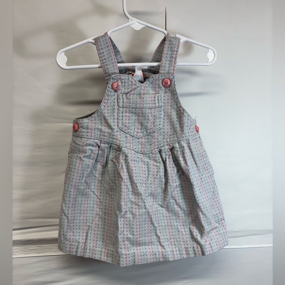 Vintage Hearts Overall Dress Stone Apparel Made in USA Size 24 months